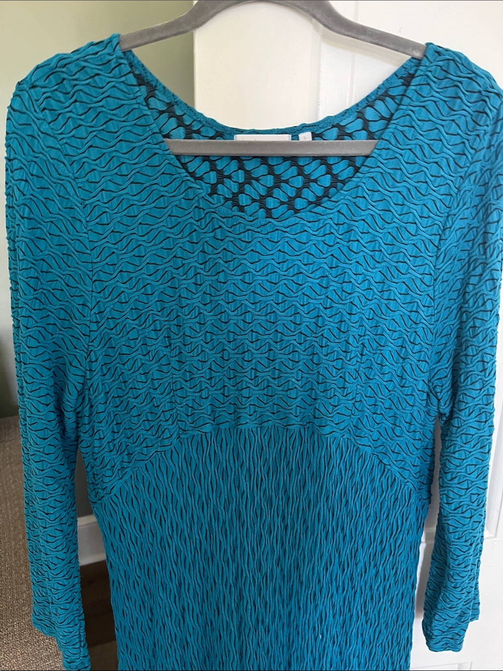 Habitat size L knit dress long sleeves teal black teal
